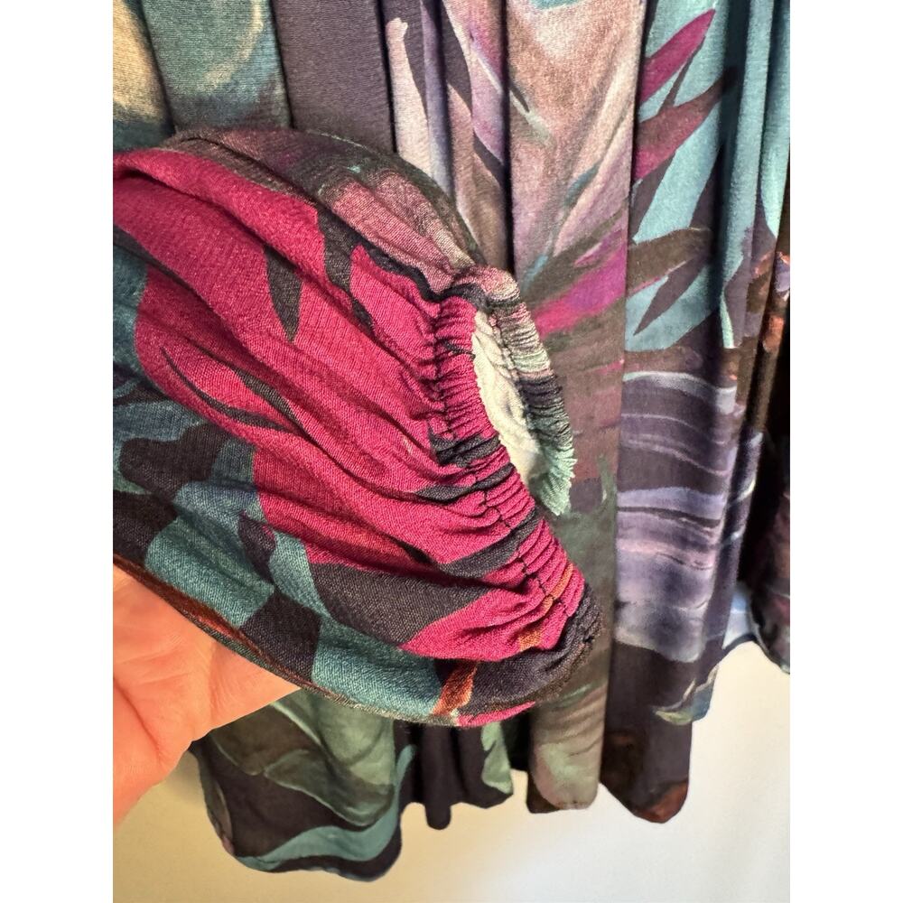 Karen Kane NWT Tropical Leaf Print Long Sleeve Blouse Size 0X, Cruise Vacation - Picture 7 of 8